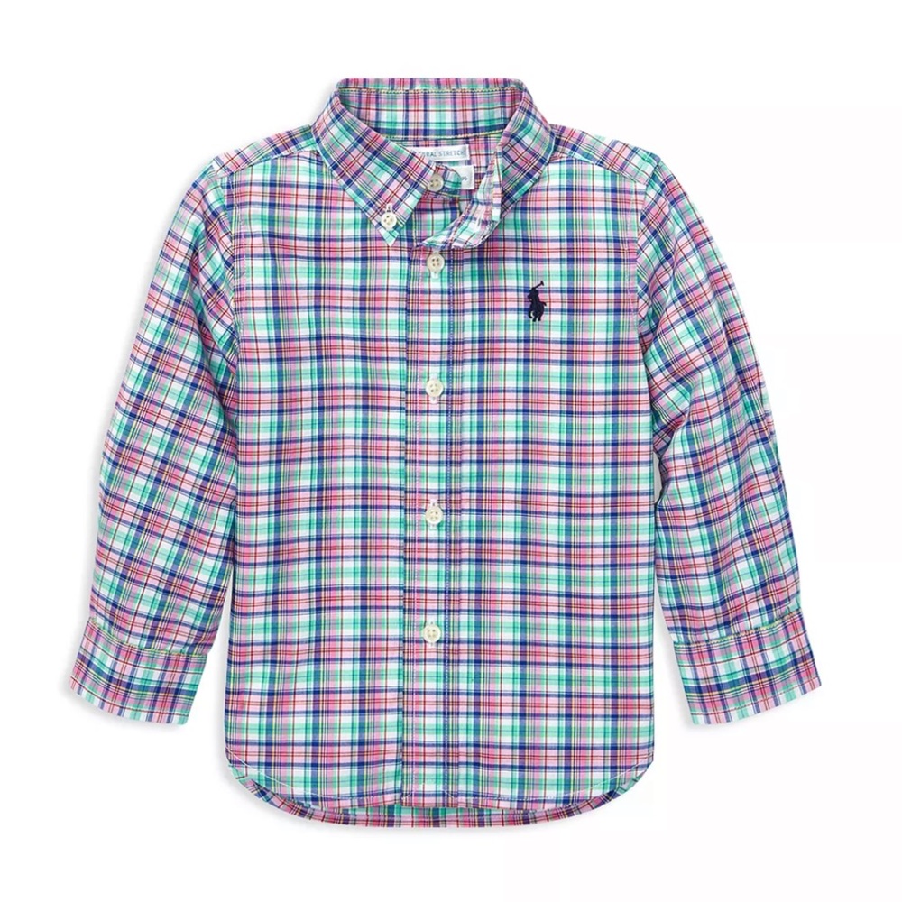 Ralph Lauren - Baby Plaid Cotton Poplin Button Up Shirt - Pink - 9 Months